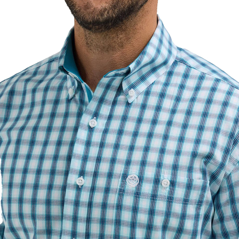 Wrangler George Strait White Teal Plaid