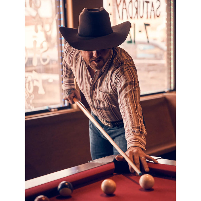 Wrangler Men's Cody Johnson Burgundy Stripe Button Down Shirt