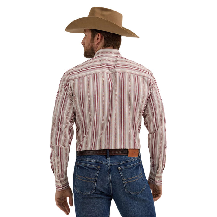 Wrangler Men's Cody Johnson Burgundy Stripe Button Down Shirt