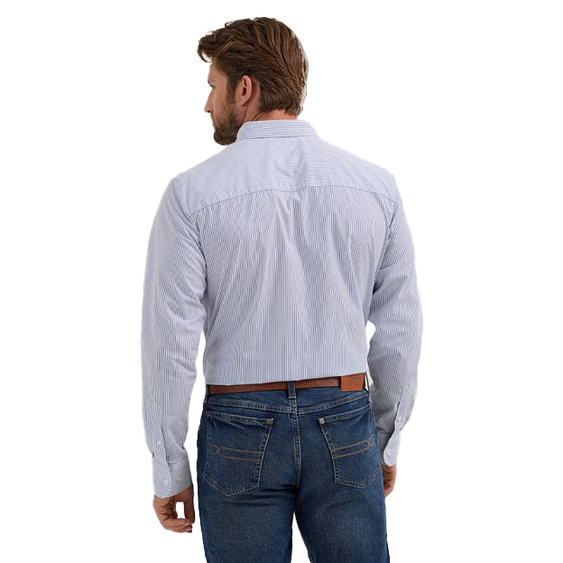 Wrangler Men's Cody Johnson Blue Stripe Button Down Shirt