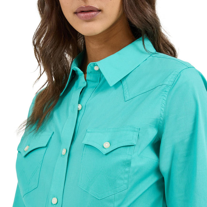 Wrangler Women's Turquoise Western Button Down Shirt