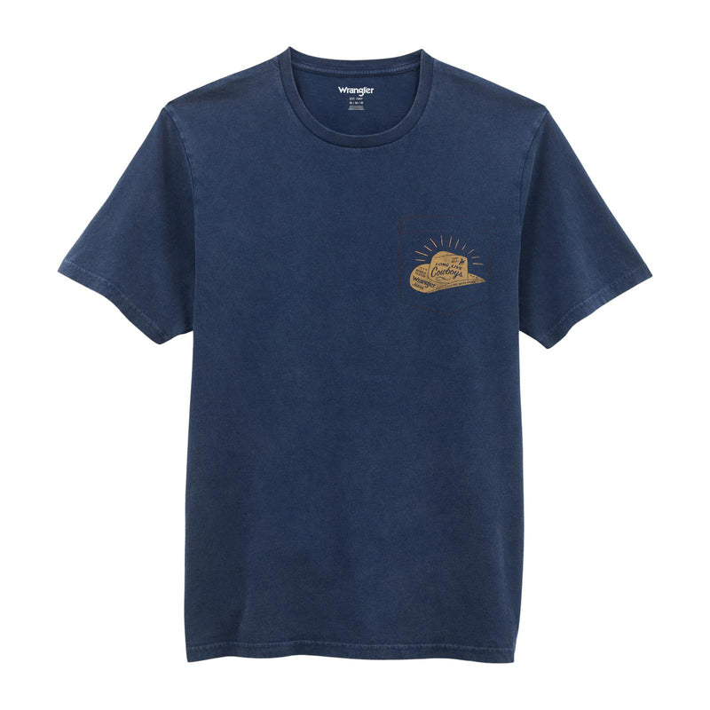 Wrangler Mens Dark Denim Graphic Logo Pocket Tee