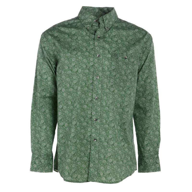 Wrangler Mens Classic Green Paisley Long Sleeve Shirt