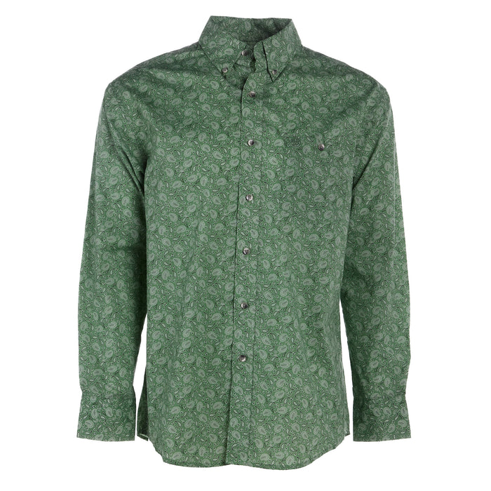 S - Wrangler Mens Classic Green Paisley Long Sleeve Shirt S - Wrangler Mens Classic Green Paisley Long Sleeve Shirt