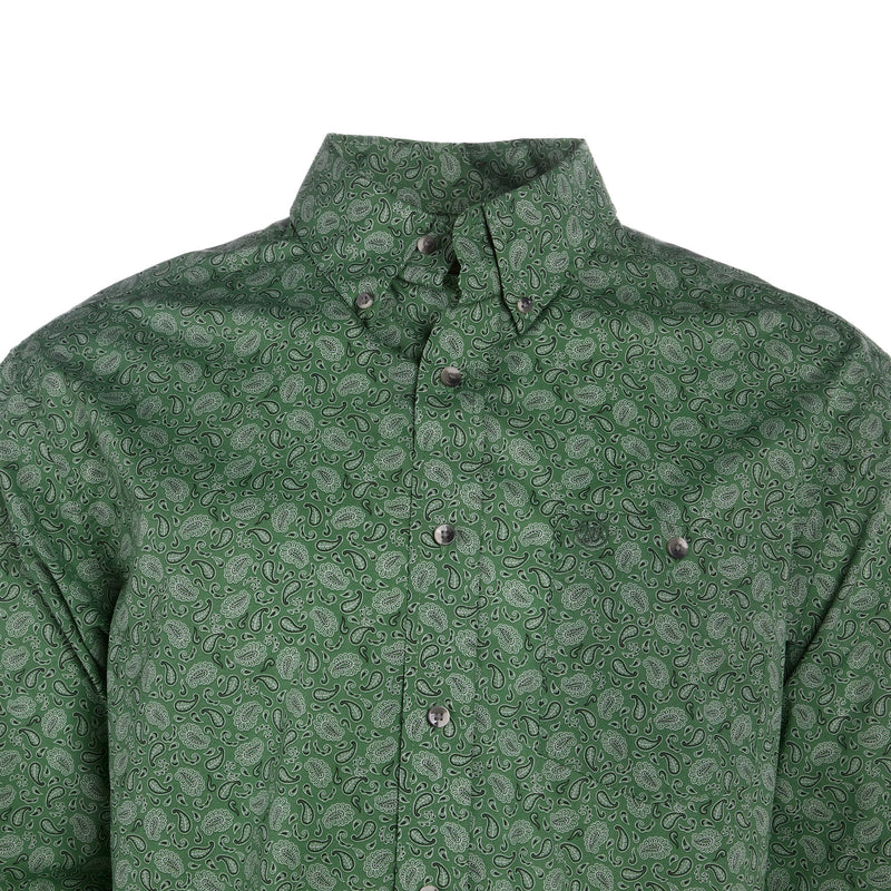 Wrangler Mens Classic Green Paisley Long Sleeve Shirt