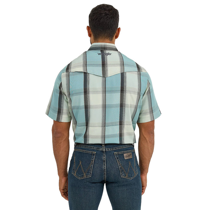 Wrangler Men's Turquoise Plaid Performance Shirt