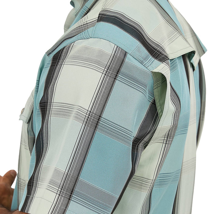Wrangler Men's Turquoise Plaid Performance Shirt