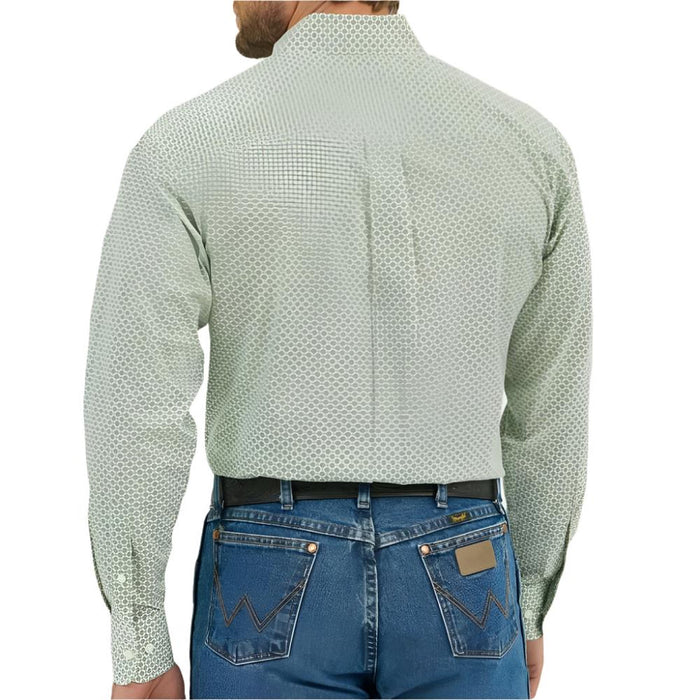 Wrangler Mens Classic Green Print Long Sleeve Shirt