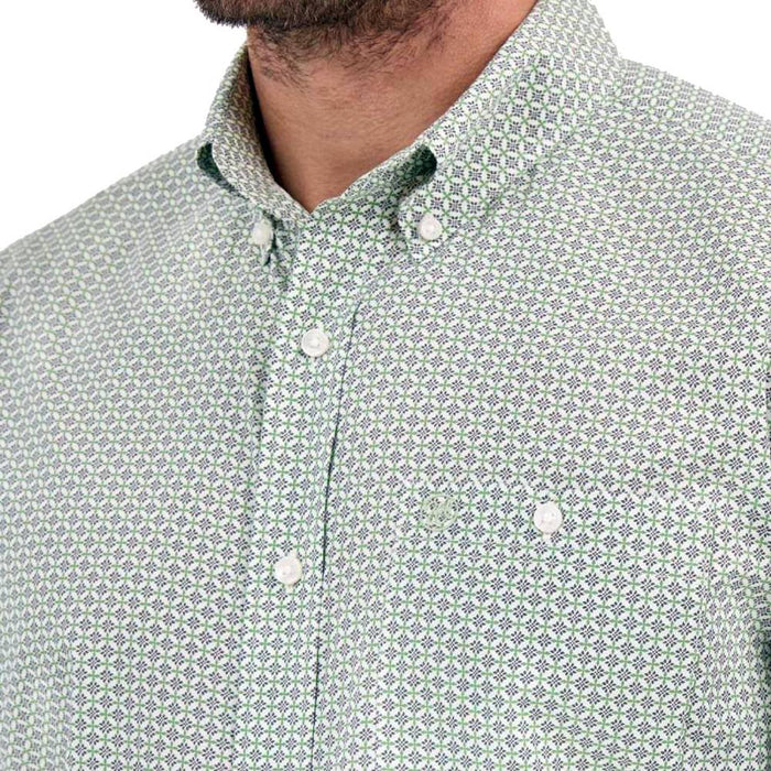 Wrangler Mens Classic Green Print Long Sleeve Shirt