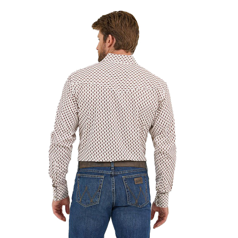 Wrangler Mens 20x Comfort White/Brown Plaid Shirt