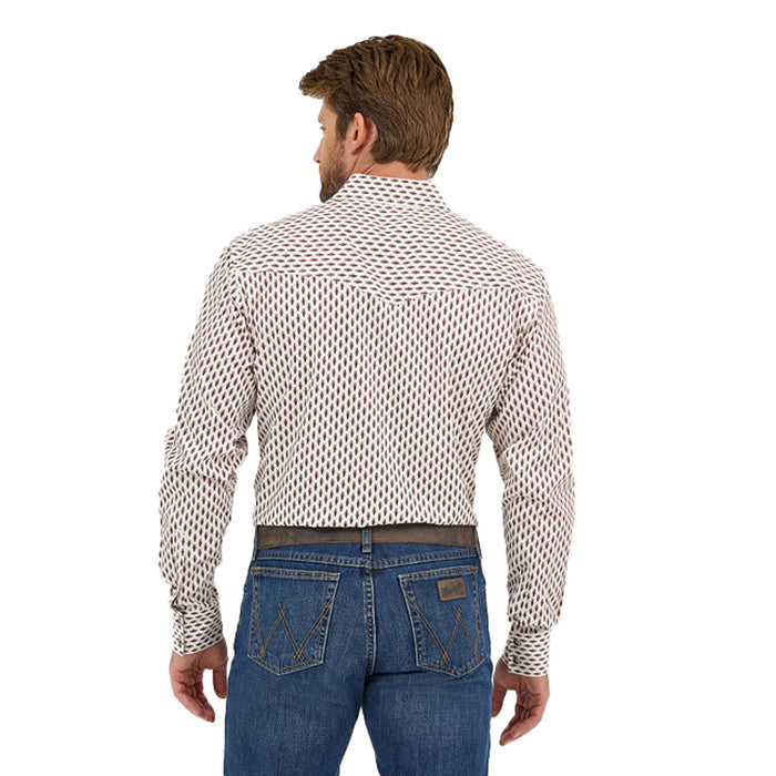Wrangler Mens 20x Comfort White/Brown Plaid Shirt