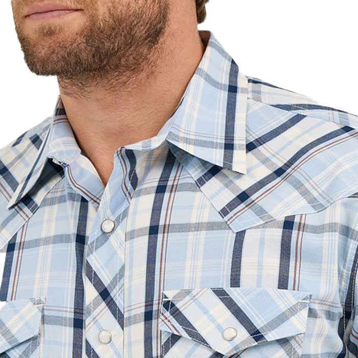 Wrangler Mens 20X Comfort White/Blue Shirt