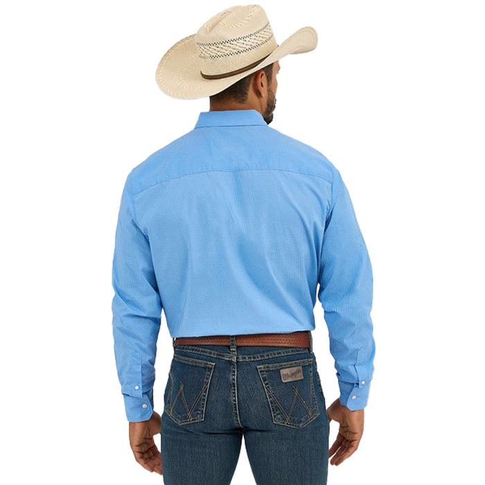 Wrangler Mens Cody Johnson Blue Polka Dot L/S Button Shirt