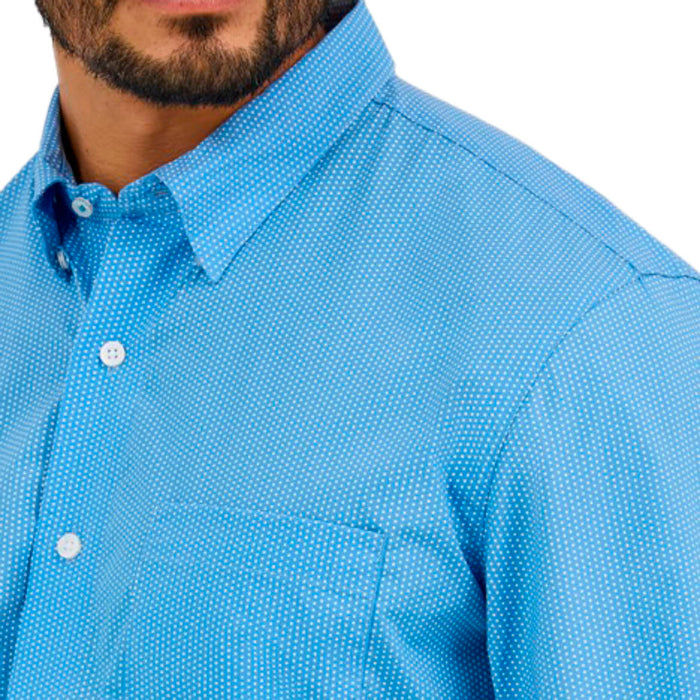 Wrangler Mens Cody Johnson Blue Polka Dot L/S Button Shirt