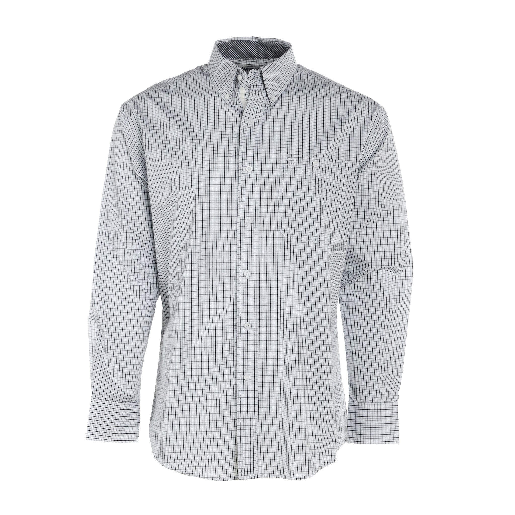Wrangler Mens George Strait White Plaid Long Sleeve Shirt