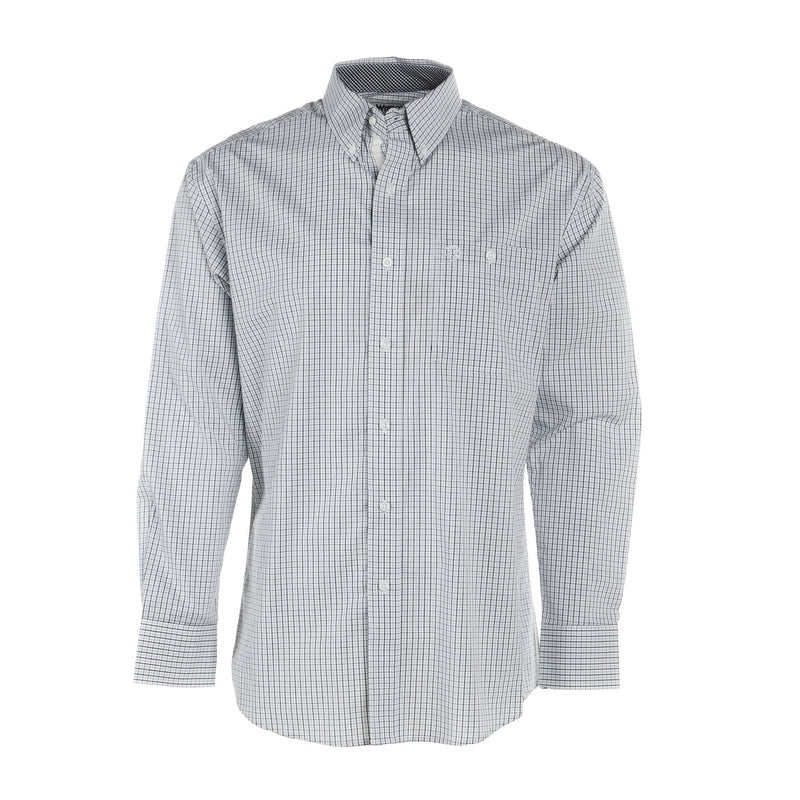 Wrangler Mens George Strait White Plaid Long Sleeve Shirt