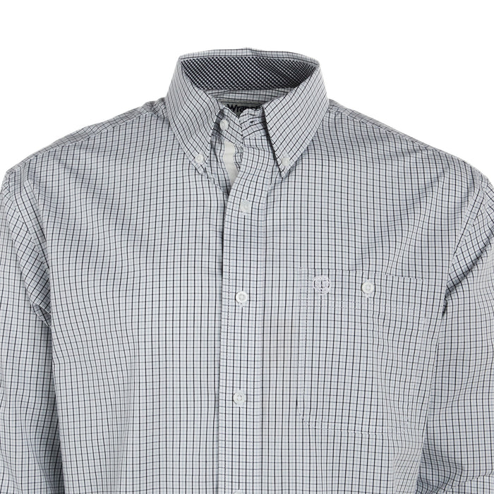 Wrangler Mens George Strait White Plaid Long Sleeve Shirt