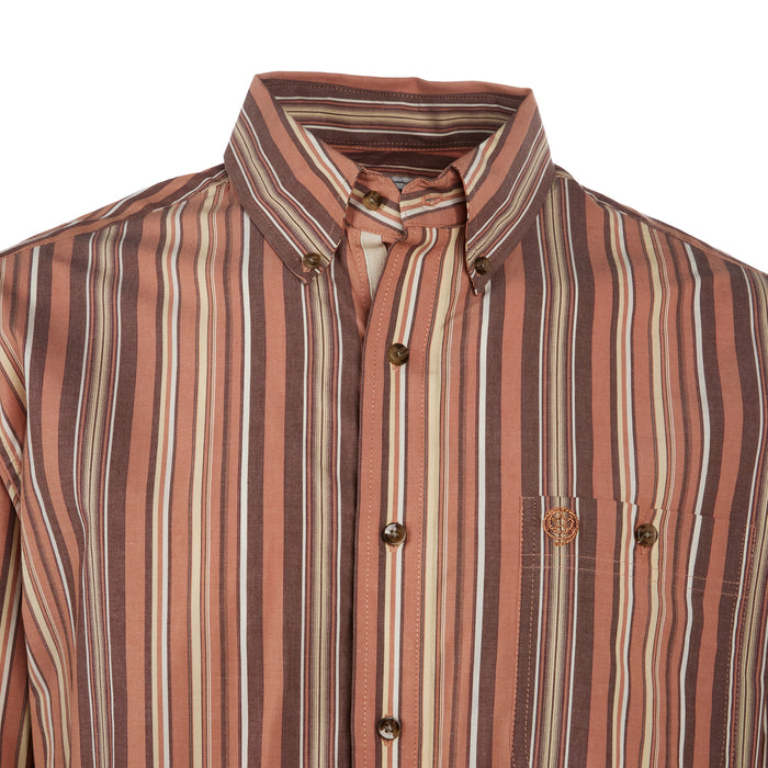 Wrangler Mens George Strait Brown Stripe Long Sleeve Button Down Shirt