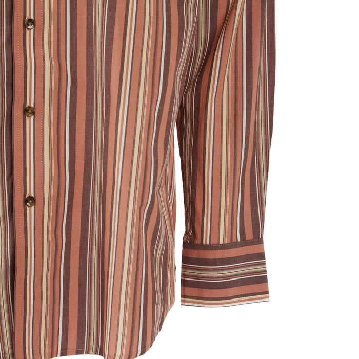 Wrangler Mens George Strait Brown Stripe Long Sleeve Button Down Shirt
