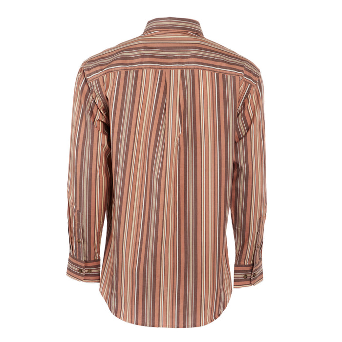 Wrangler Mens George Strait Brown Stripe Long Sleeve Button Down Shirt