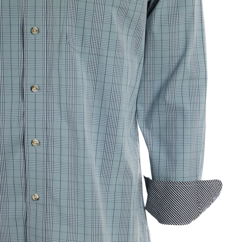 Wrangler Mens George Strait Blue Plaid Long Sleeve Button Shirt