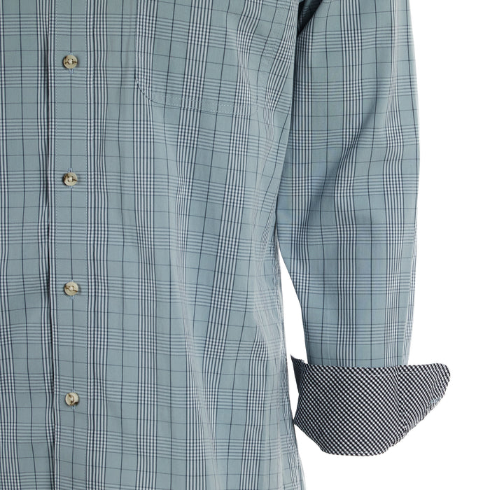 Wrangler Mens George Strait Blue Plaid Long Sleeve Button Shirt