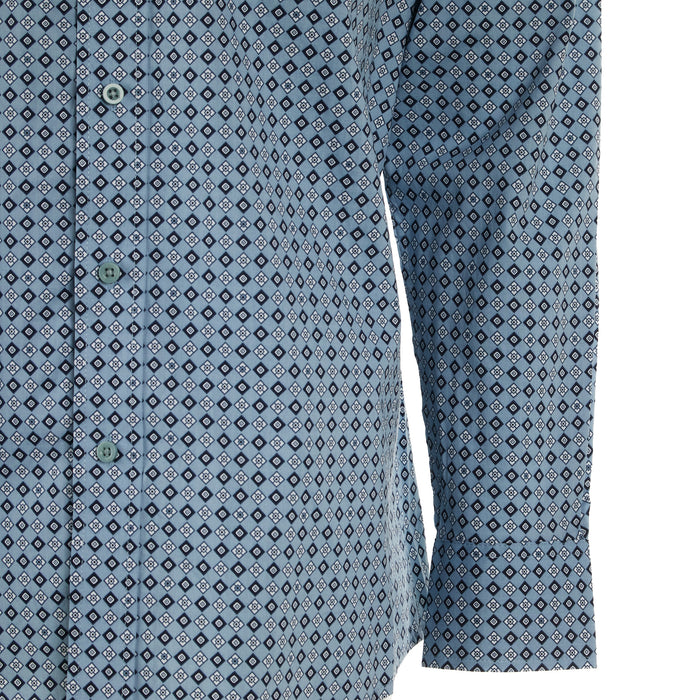 Wrangler Mens George Strait Blue Print Long Sleeve Button Shirt