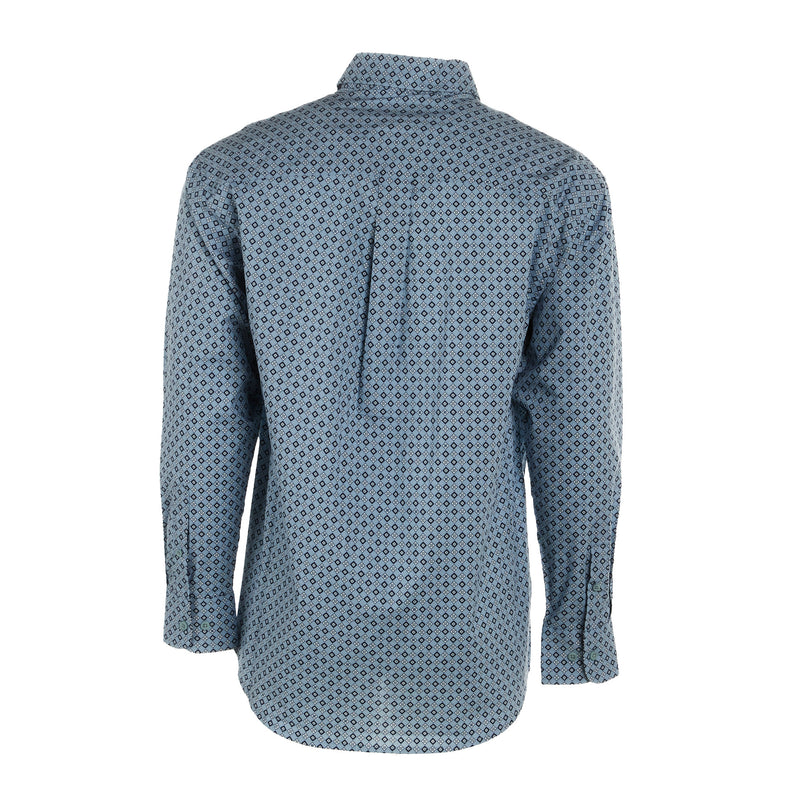 Wrangler Mens George Strait Blue Print Long Sleeve Button Shirt