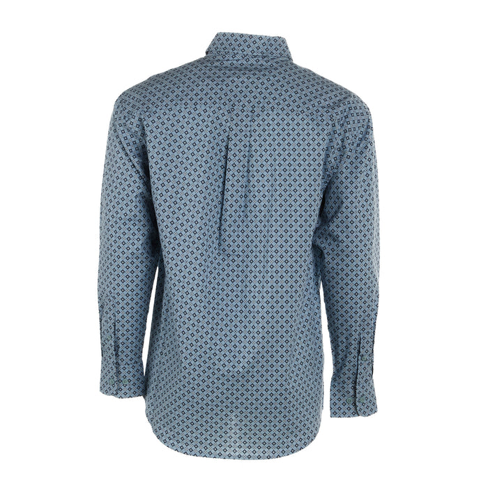 Wrangler Mens George Strait Blue Print Long Sleeve Button Shirt