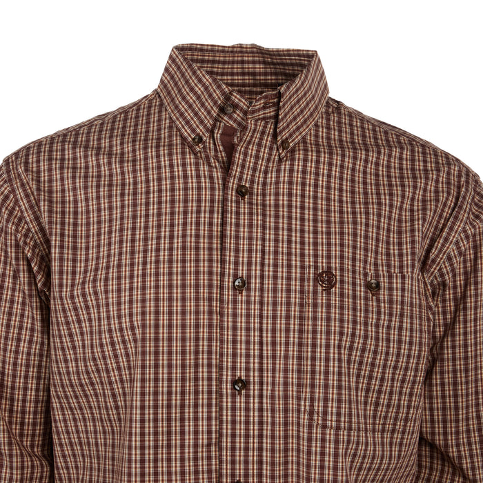 Wrangler Mens George Strait Brown Plaid Long Sleeve Button Down Shirt Wrangler Mens George Strait Brown Plaid Long Sleeve Button Down Shirt
