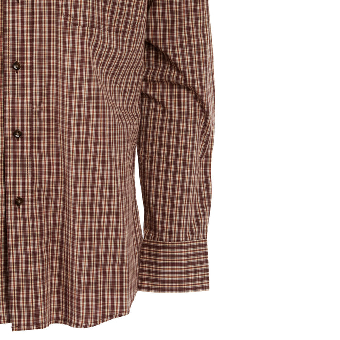 Wrangler Mens George Strait Brown Plaid Long Sleeve Button Down Shirt