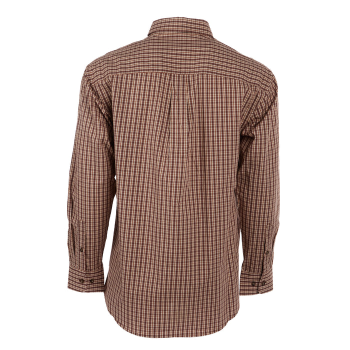Wrangler Mens George Strait Brown Plaid Long Sleeve Button Down Shirt