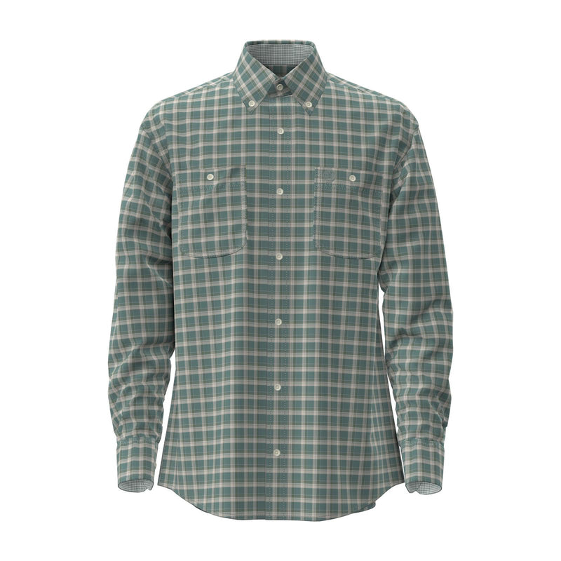 Wrangler Mens George Strait Green Plaid Long Sleeve Shirt