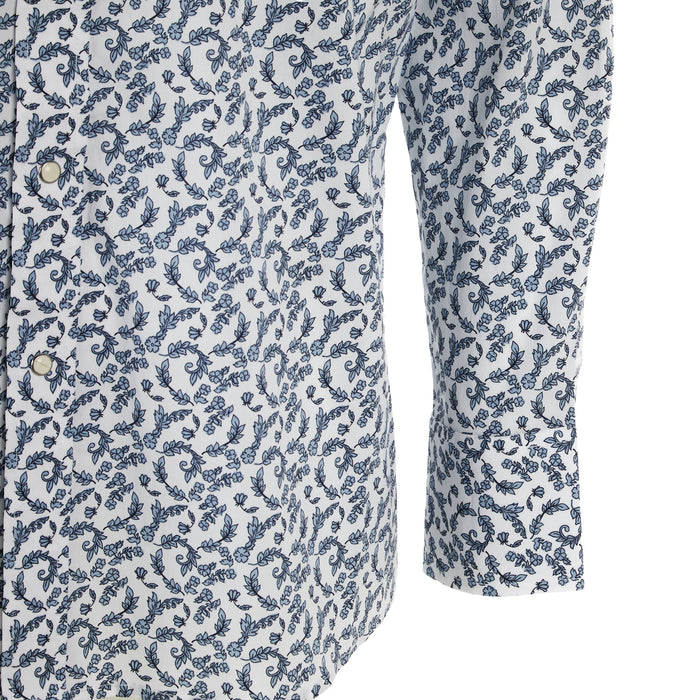 Wrangler Mens George Strait Blue Floral Long Sleeve Snap Shirt