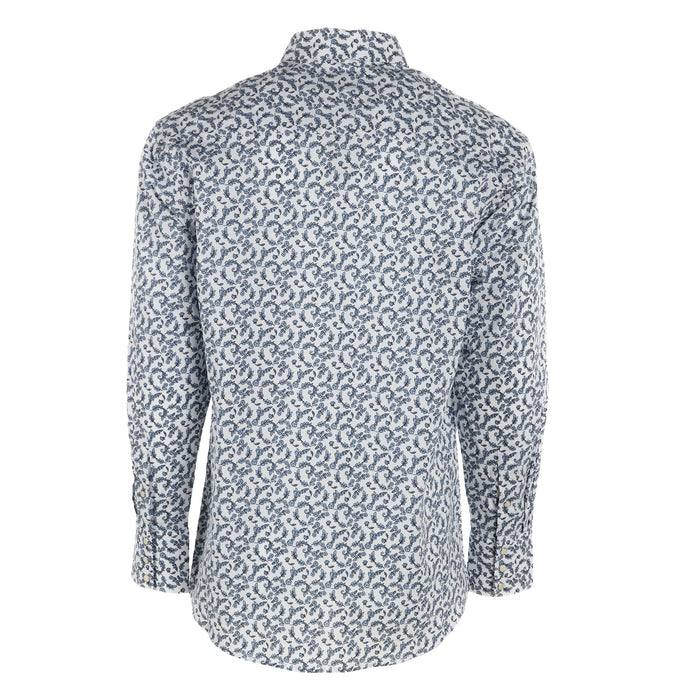 Wrangler Mens George Strait Blue Floral Long Sleeve Snap Shirt