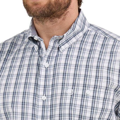 Wrangler Men's George Strait White Plaid Print Shirt