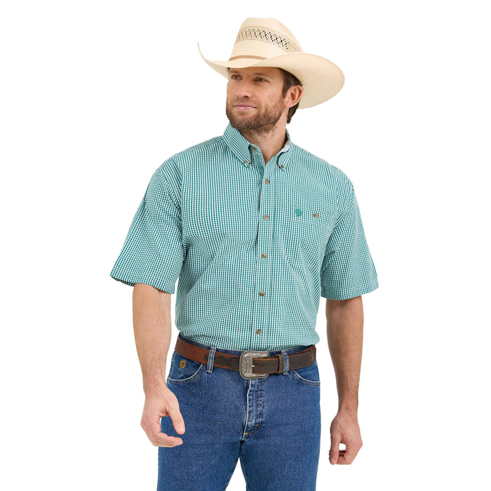Wrangler Men's George Strait Turquoise Plaid Shirt