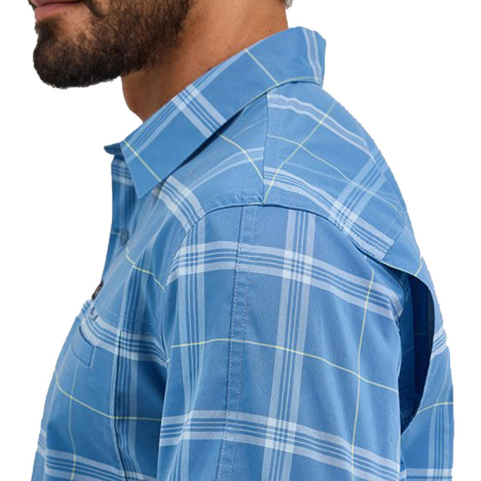 Wrangler Mens Mangosteen Plaid ATG Long Sleeve Button Down Shirt