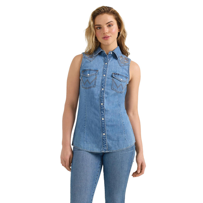 Wrangler Womens Mid Wash Western Shirt