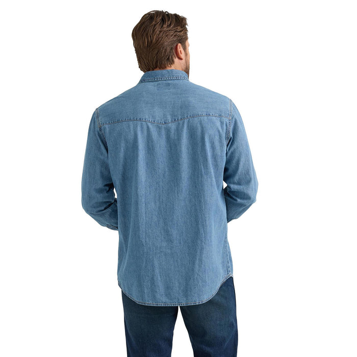 Wrangler Mens Light Wash Denim Long Sleeve Shirt