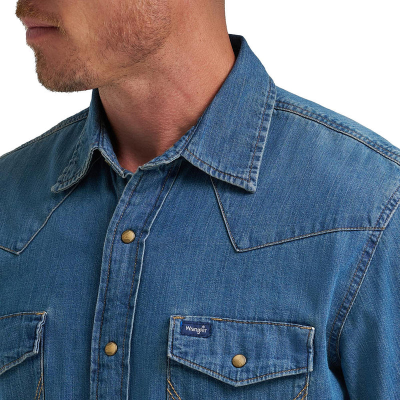Wrangler Men's Dark Wash Denim Shirt