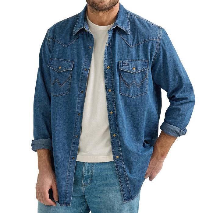 Wrangler Men's Dark Wash Denim Shirt