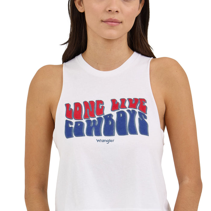 Wrangler Women's Retro Cropped Festival White Tank