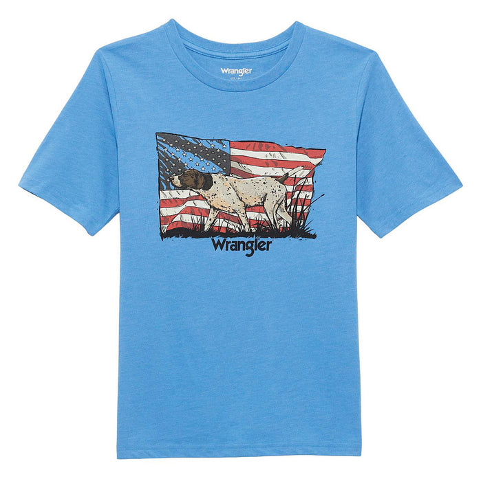 Wrangler Boy's Azure Blue Flag/Dog Graphic Tee