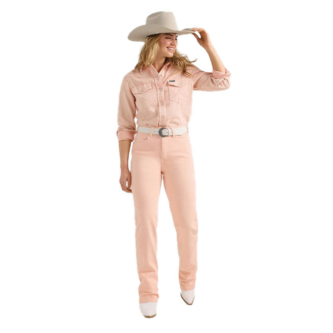 Wrangler Womens Bailey High Rise Peach Bootcut Jeans