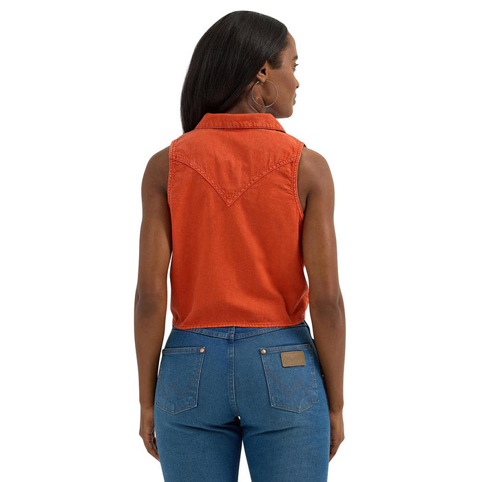 Wrangler Womens Red Sleeveless Tied Top