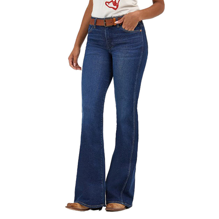 Wrangler Modern Womens Weathered Rinse Flare Jean