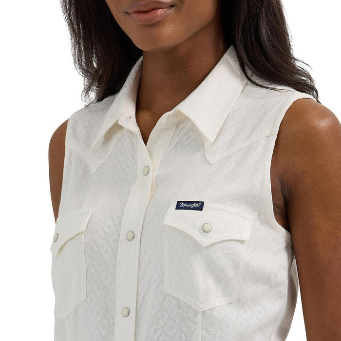 Wrangler Women's White Sleeveless Western Shirt