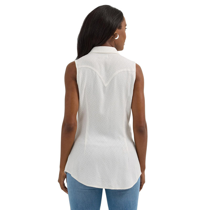 Wrangler Women's White Sleeveless Western Shirt