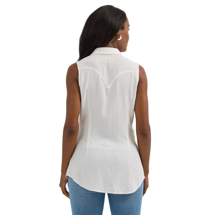 Wrangler Women's White Sleeveless Western Shirt